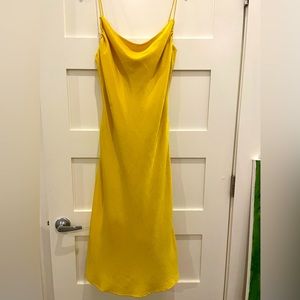 WILLOW yellow cowl neck midi dress SZ:M
